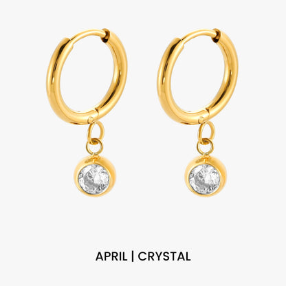 Birthstone Charm Hoops