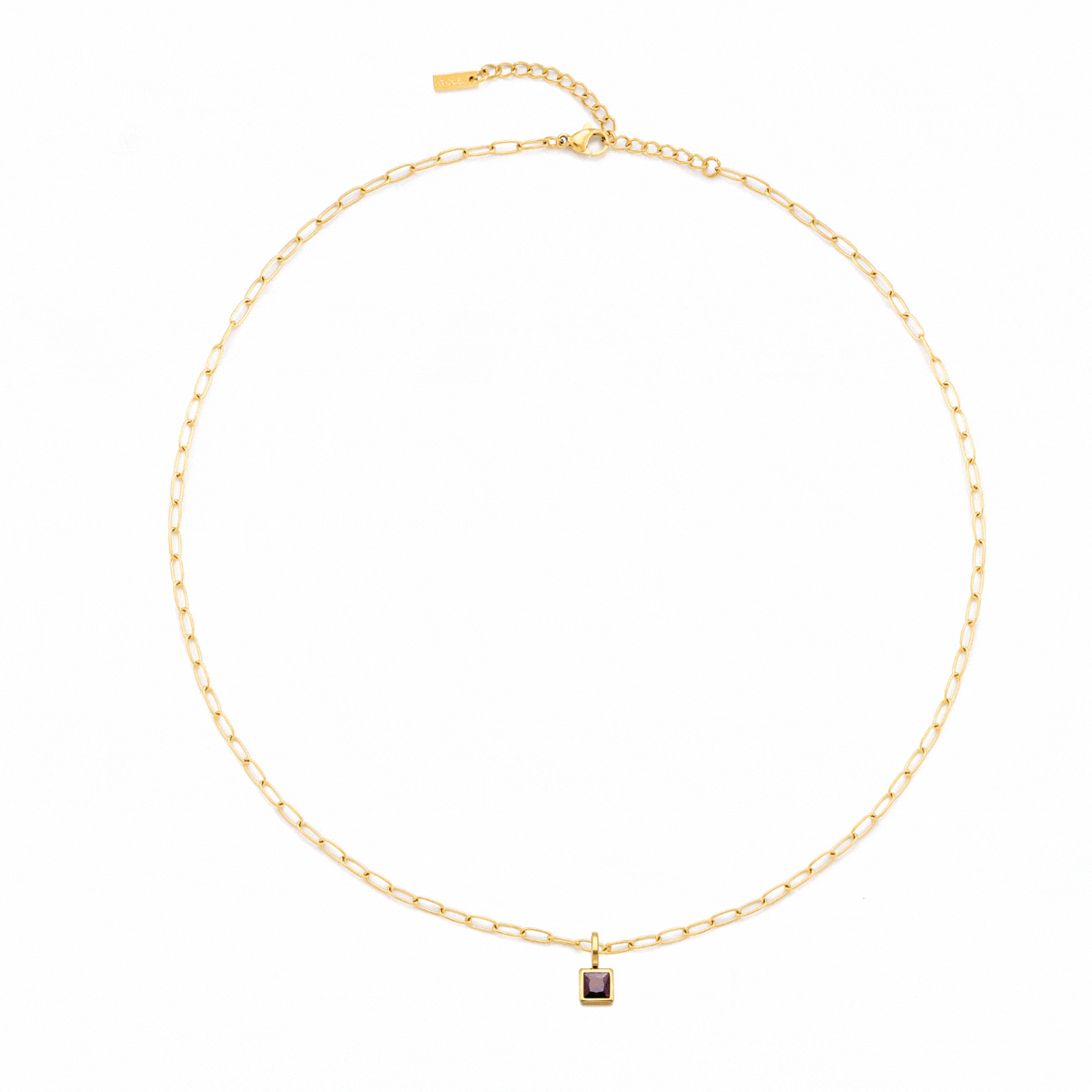 Paperclip Birthstone Necklace