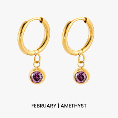 Birthstone Charm Hoops