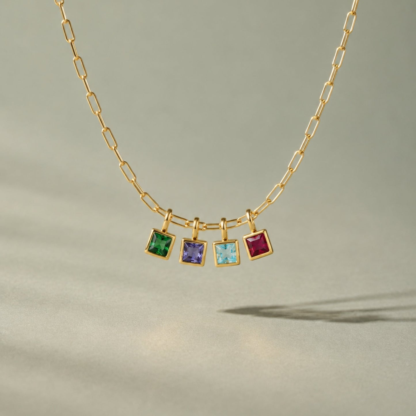 Paperclip Birthstone Necklace