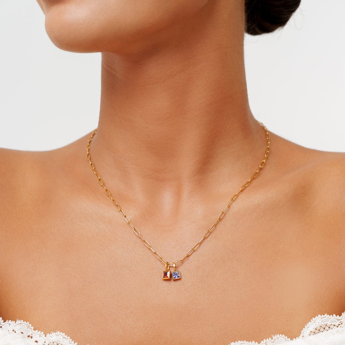 Paperclip Birthstone Necklace