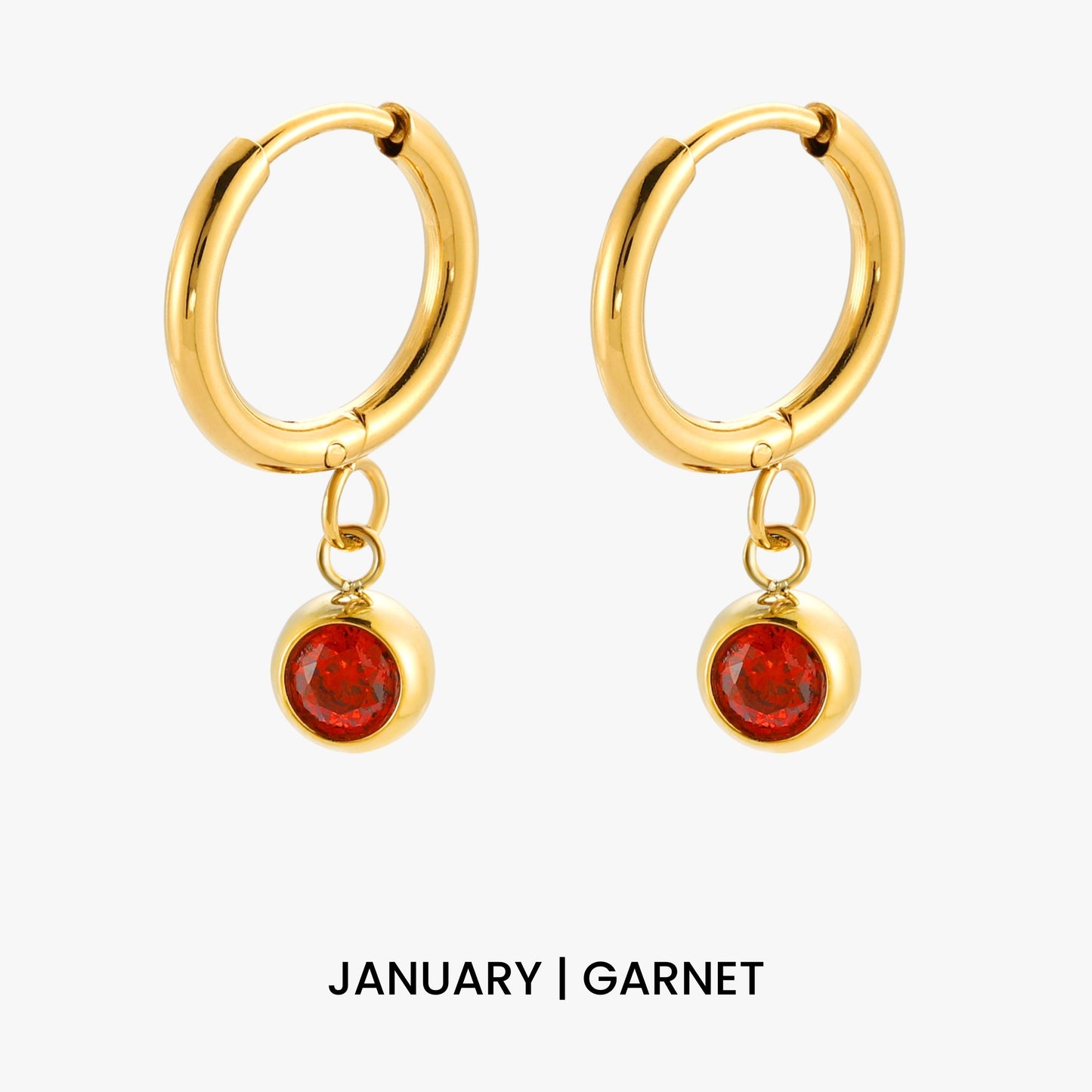 Birthstone Charm Hoops