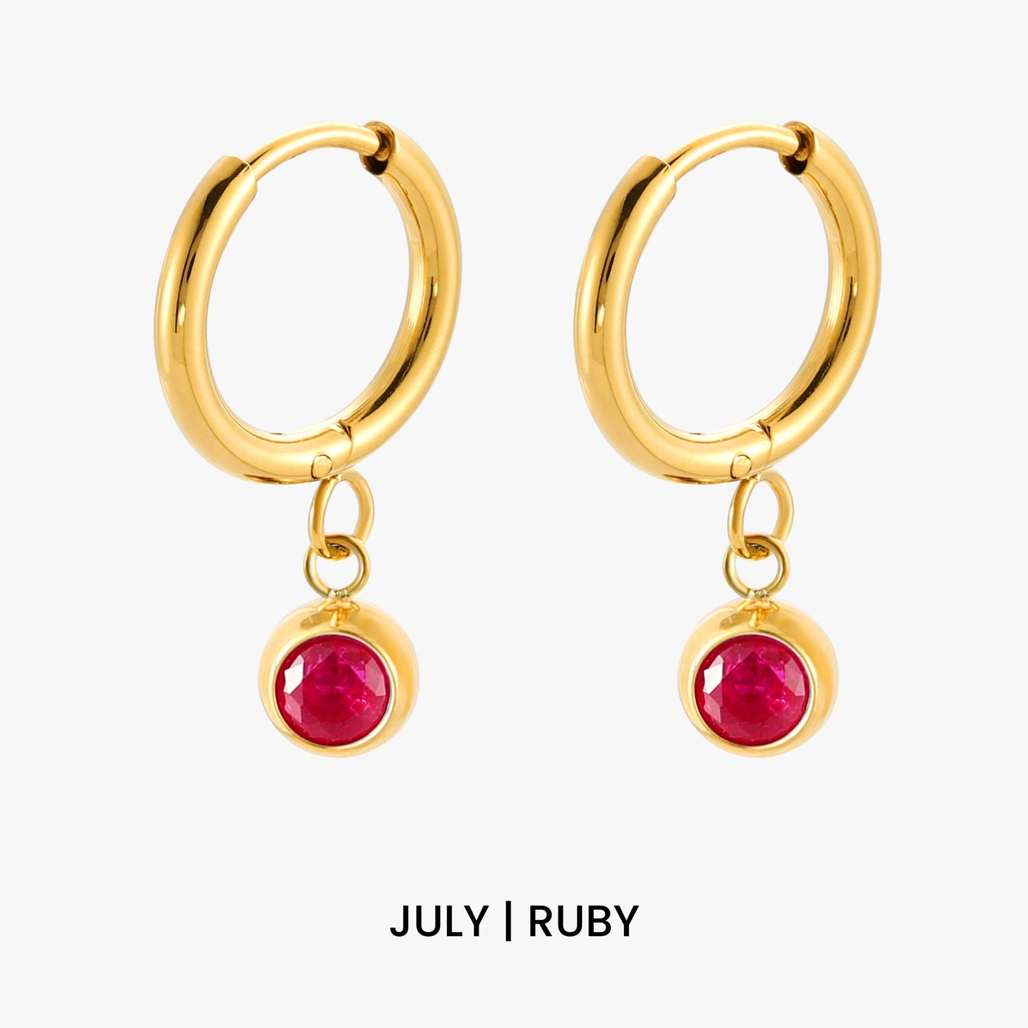 Birthstone Charm Hoops
