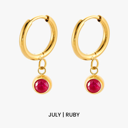 Birthstone Charm Hoops