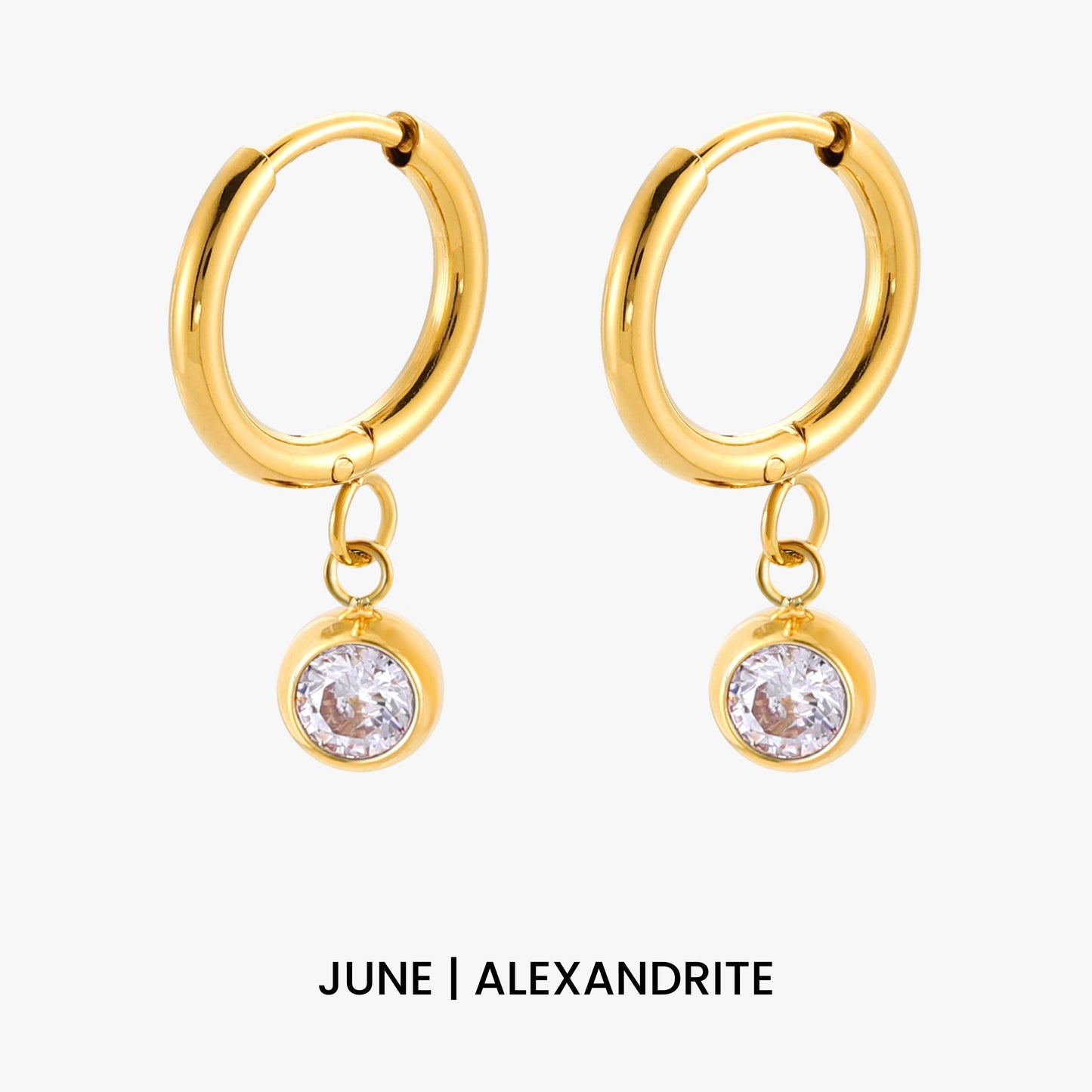 Birthstone Charm Hoops