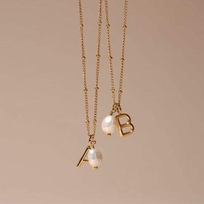 Initial & Pearl Necklace