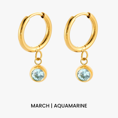 Birthstone Charm Hoops