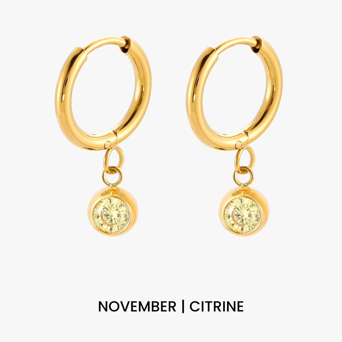 Birthstone Charm Hoops