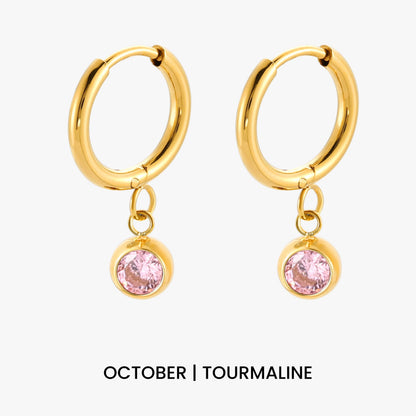 Birthstone Charm Hoops