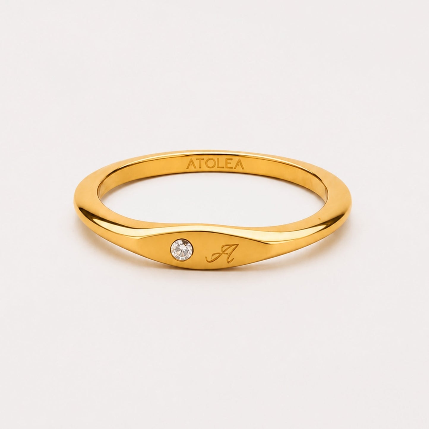 One-Initial Crystal Ring