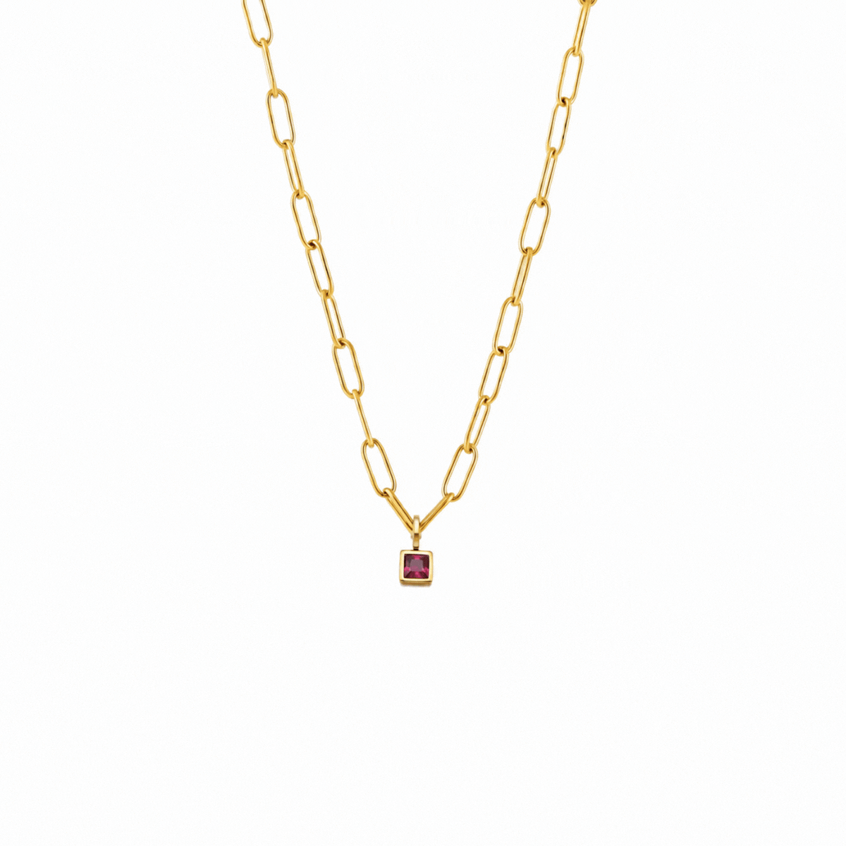 Paperclip Birthstone Necklace