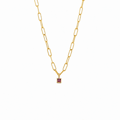 Paperclip Birthstone Necklace