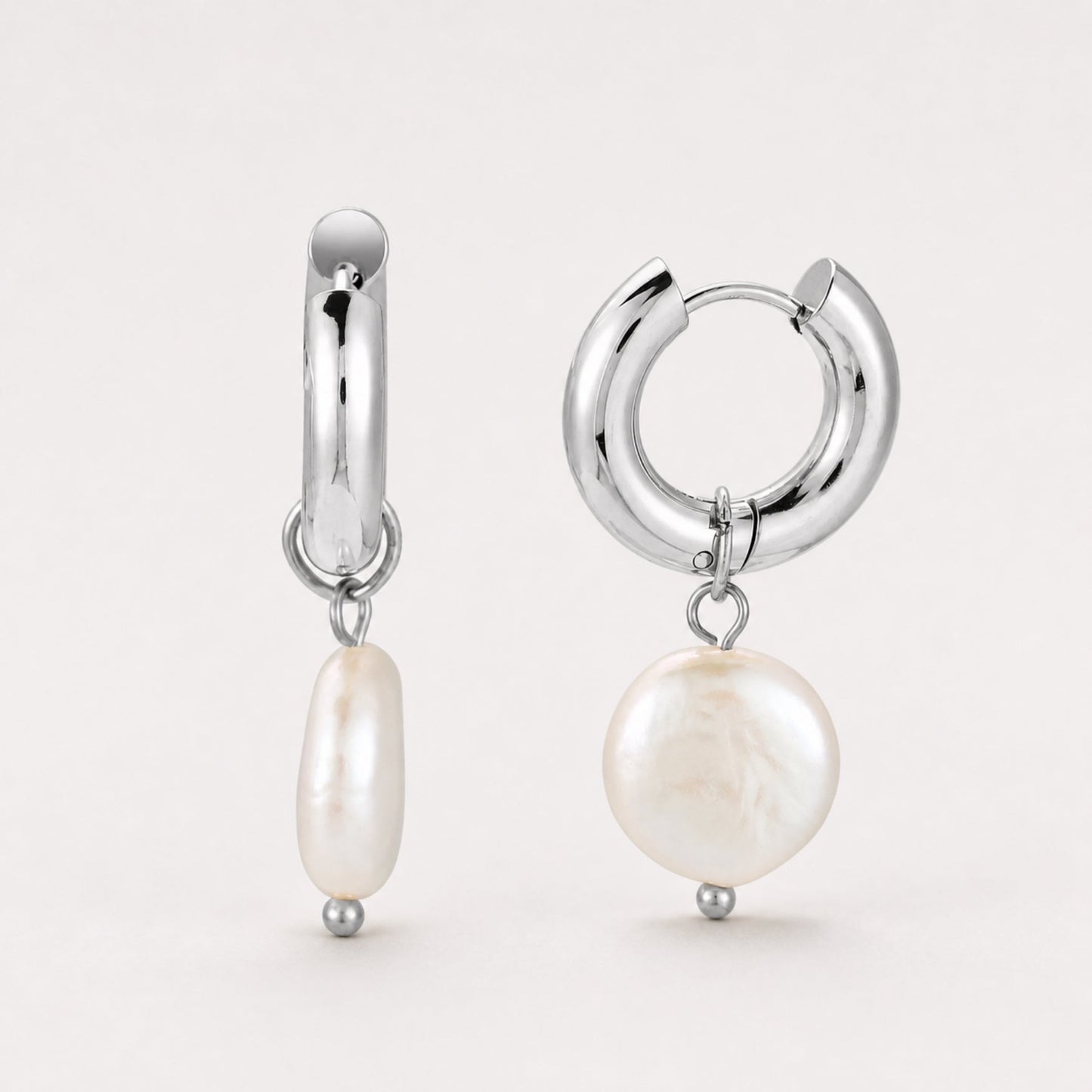 Chunky Pearl Hoops