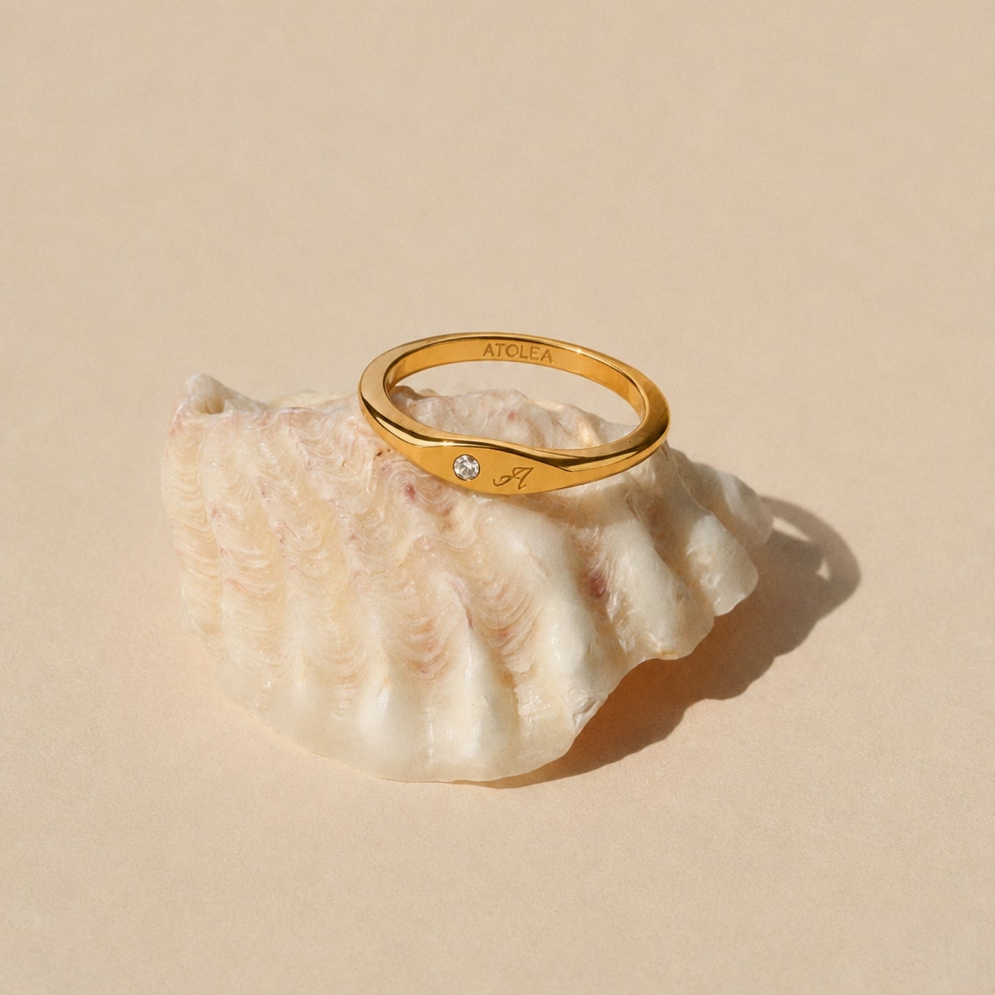 One-Initial Crystal Ring