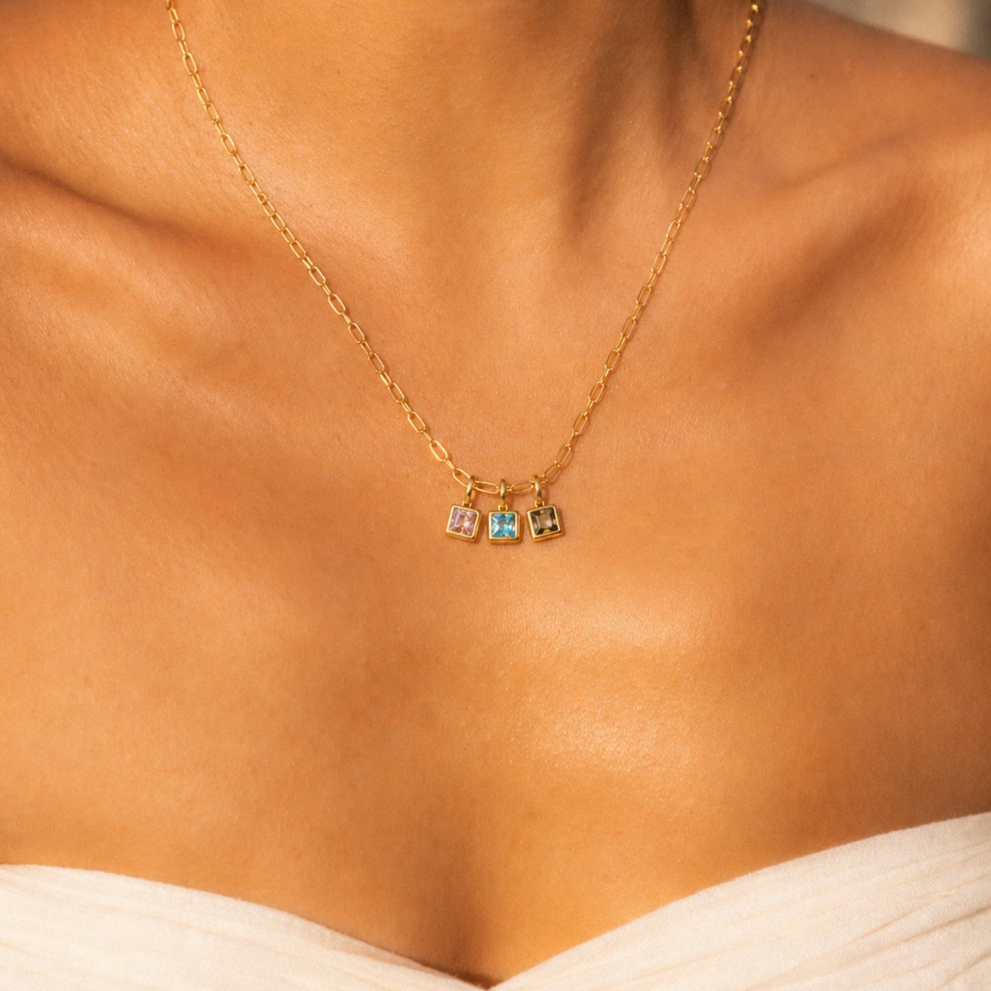Paperclip Birthstone Necklace